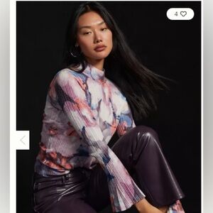 Anthropologie Pilcro Velvet Turtleneck Sweater with Flare Sleeves